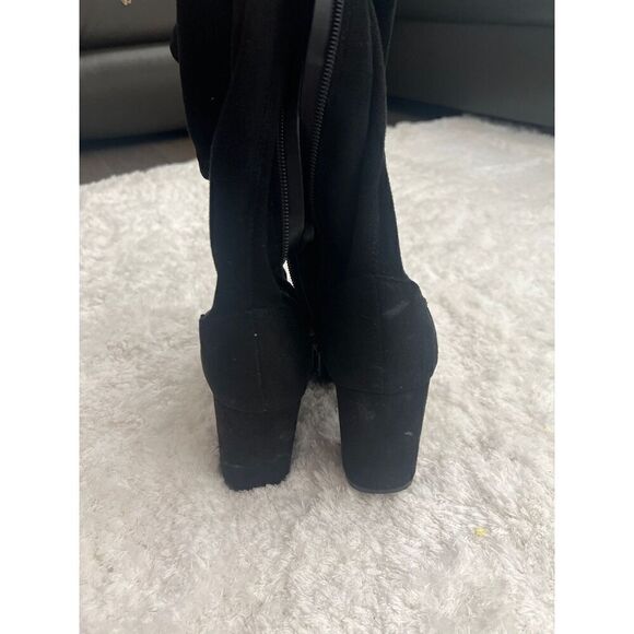 Carlos Santana OTK Black Suede Rounded Toe Block Heel Boots size 7.5 - Picture 2 of 4